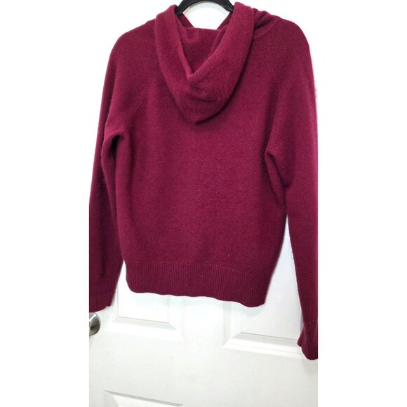Banana Republic Womens Burgundy Wool & Angora Rabbit Hair Blend Hoodie Sweater L - Picture 3 of 8